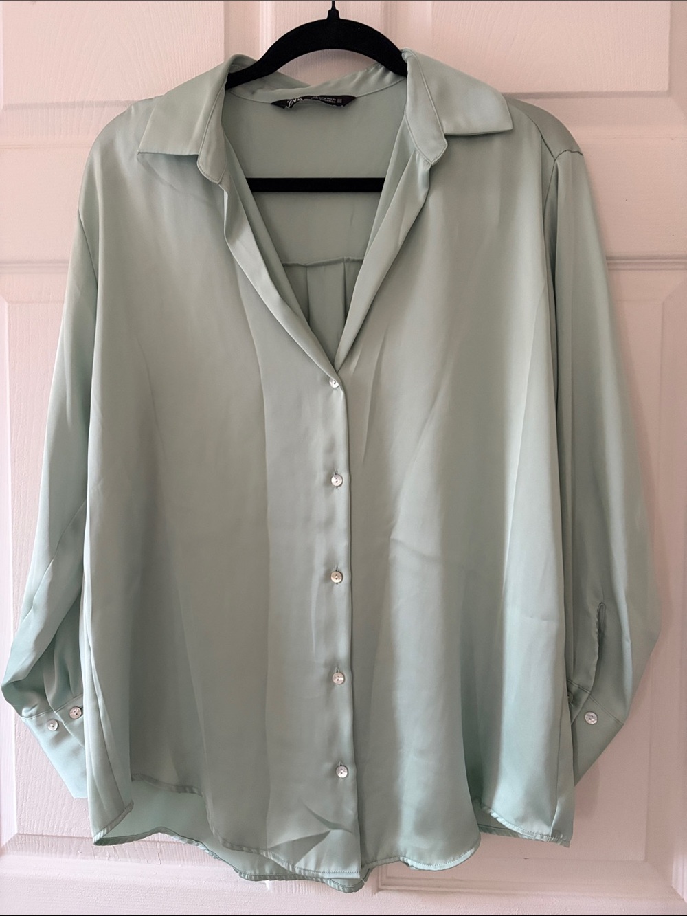 Zara Mint Green Button-Down Blouse